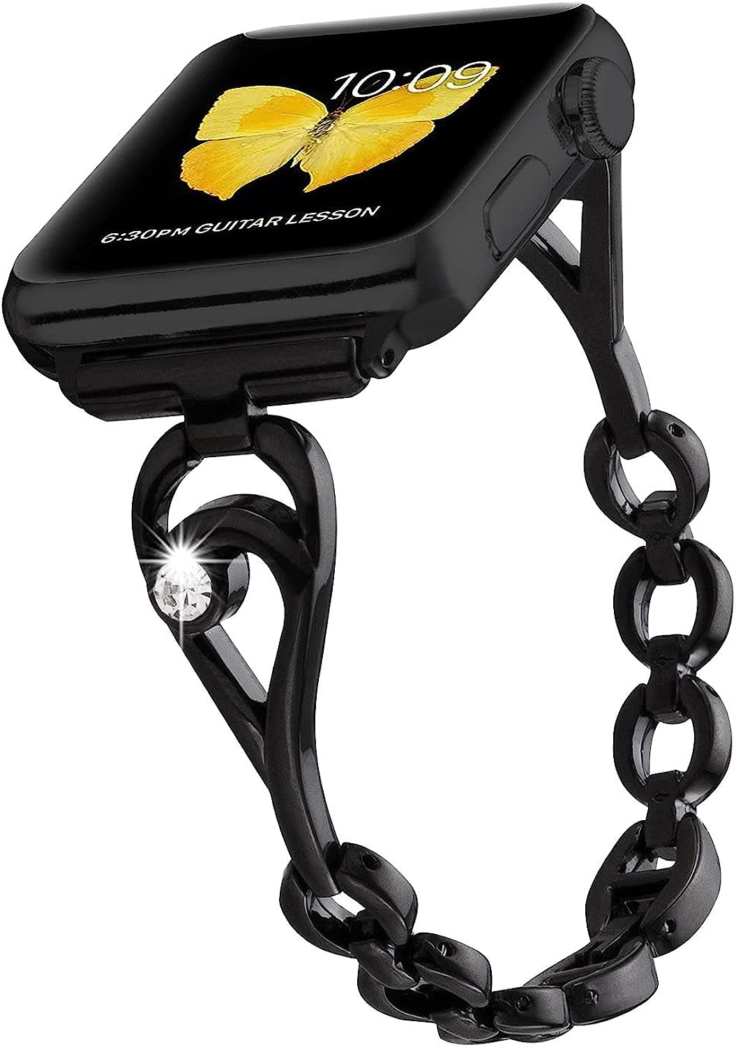 Sangamei Strap Compatible for Apple Watch Band 49Mm 45Mm 44Mm 42Mm 41Mm 40Mm 38Mm Metal Iwatch Band Replacement Series 8/7/6/5/4/3/2/1/SE Dressy Bracelet for Women  SaNgaiMEi Black 38mm/40mm41mm 