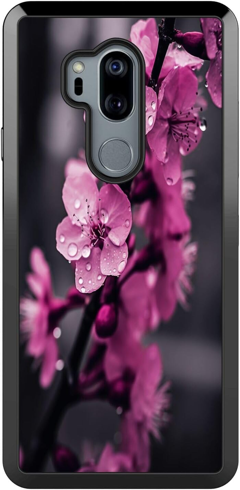 DAFEI Phone Case Compatible with LG G7 Thinq Sakura Designer Art073 Black Frame Shockproof and Slim Rubber TPU Material with Uniqe Design  MINGSHUOSY Sakura Designer Art056  