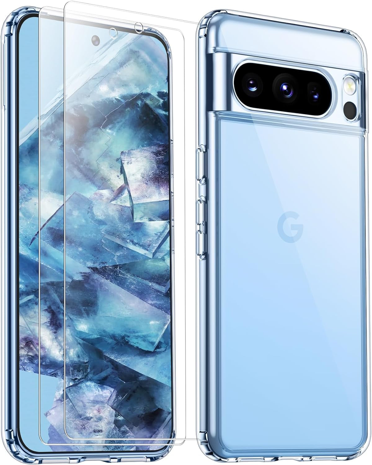 Justcool for Google Pixel 8 Case, with [2 Pcs Screen Protectors] [10FT Drop Protection] Dual Layer Full Body Heavy Duty Protective Case for Google Pixel 8 6.2 Inch,Dark Green  Justcool Clear Pixel 8 Pro 