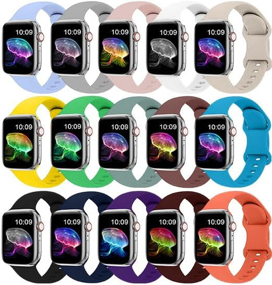 15Pack Compatible with Apple Watch Band 38Mm 40Mm 41Mm 42Mm 44Mm 45Mm 49Mm for Women Men, Soft Silicone Waterproof Sport Strap Replacement Wristband for Iwatch Bands Series 8 7 6 5 4 3 2 1 SE Ultra  DAILNECESS   