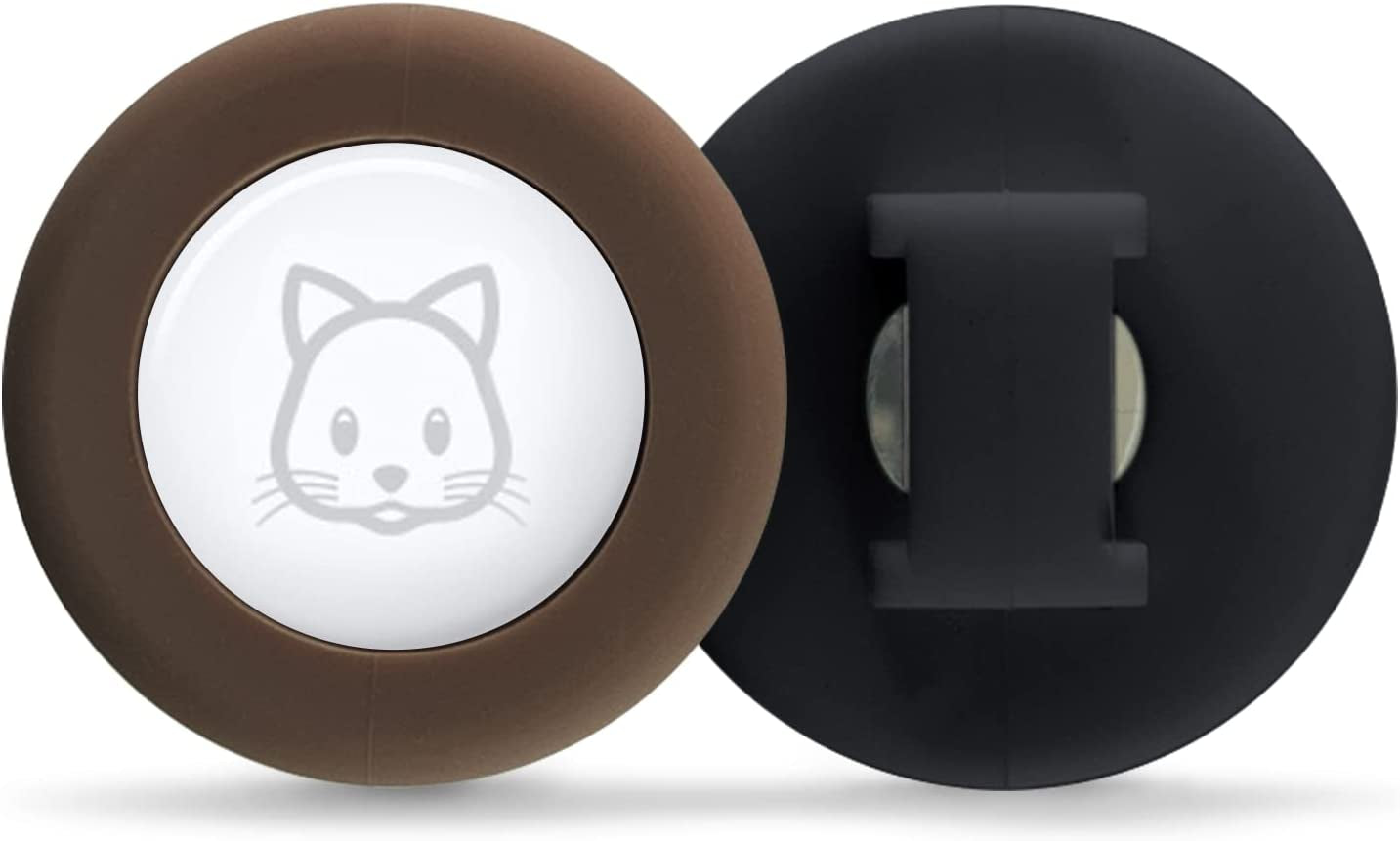 Sweet Baby Co. Airtag Cat Collar or Extra Small Dog Collar Holder 2 Pack, Fits Half Inch Collars for Small Pet, Compatible with Apple Air Tag, Waterproof GPS Tracker Case Kitten Cats Dogs (White/Gray)  Sweet Baby Company Brown & Black  