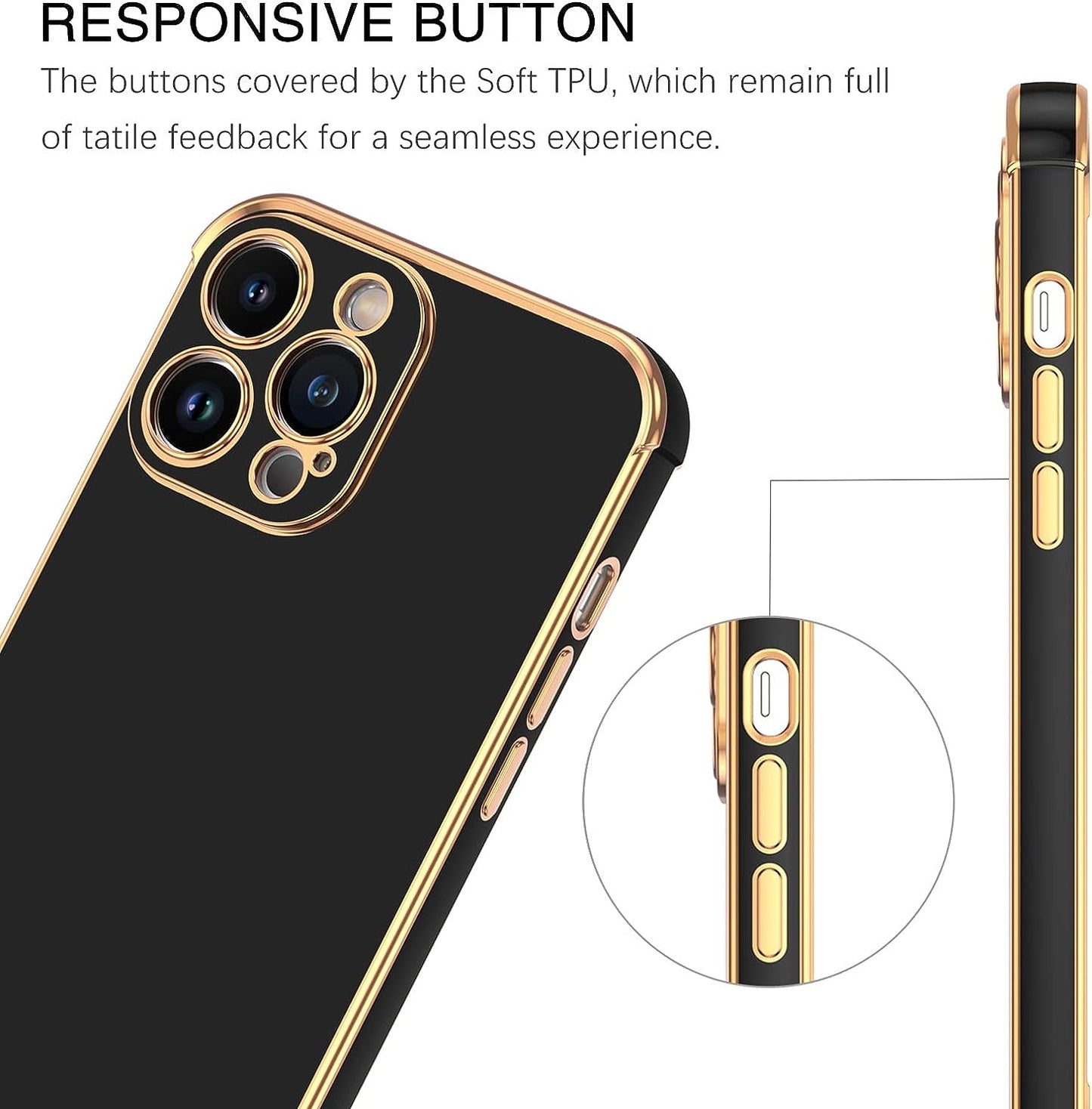 BENTOBEN Iphone 14 Pro Case, Phone Case Iphone 14 Pro 6.1", Slim Thin Luxury Shockproof Protection Soft TPU Bumper Drop Protective Girls Women Boy Men Cute Iphone 14 Pro Cover, Black/Gold Design  BENTOBEN   
