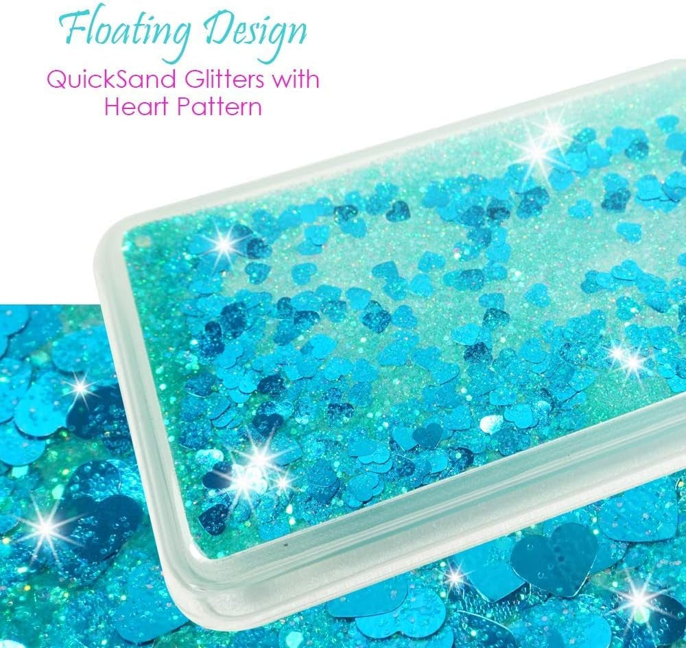 Zase Design Clear Case for Oneplus Nord N200 5G Liquid Glitter Sparkle Bling Cute Girls Women Protective Flexible Soft Cover Floating Quicksand W/Phone Ring Holder Stand (Teal Blue)  Zase   
