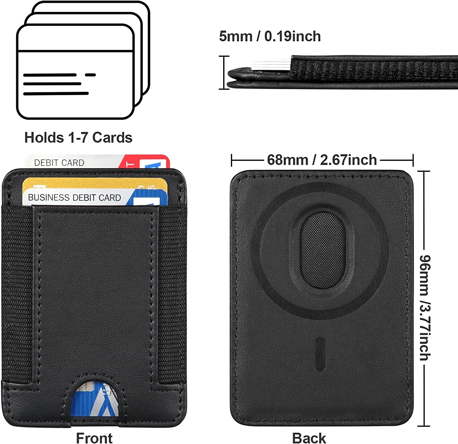 Magnetic Card Holder Leather Wallet, Credit Card Holder Wallet with Magsafe for Iphone 14/14 Plus/14 Pro/14 Pro Max and 13/12 Series Magsafe Wallet, Max Fit 7 Cards, RFID Blocking, Compact Size  Morojular   