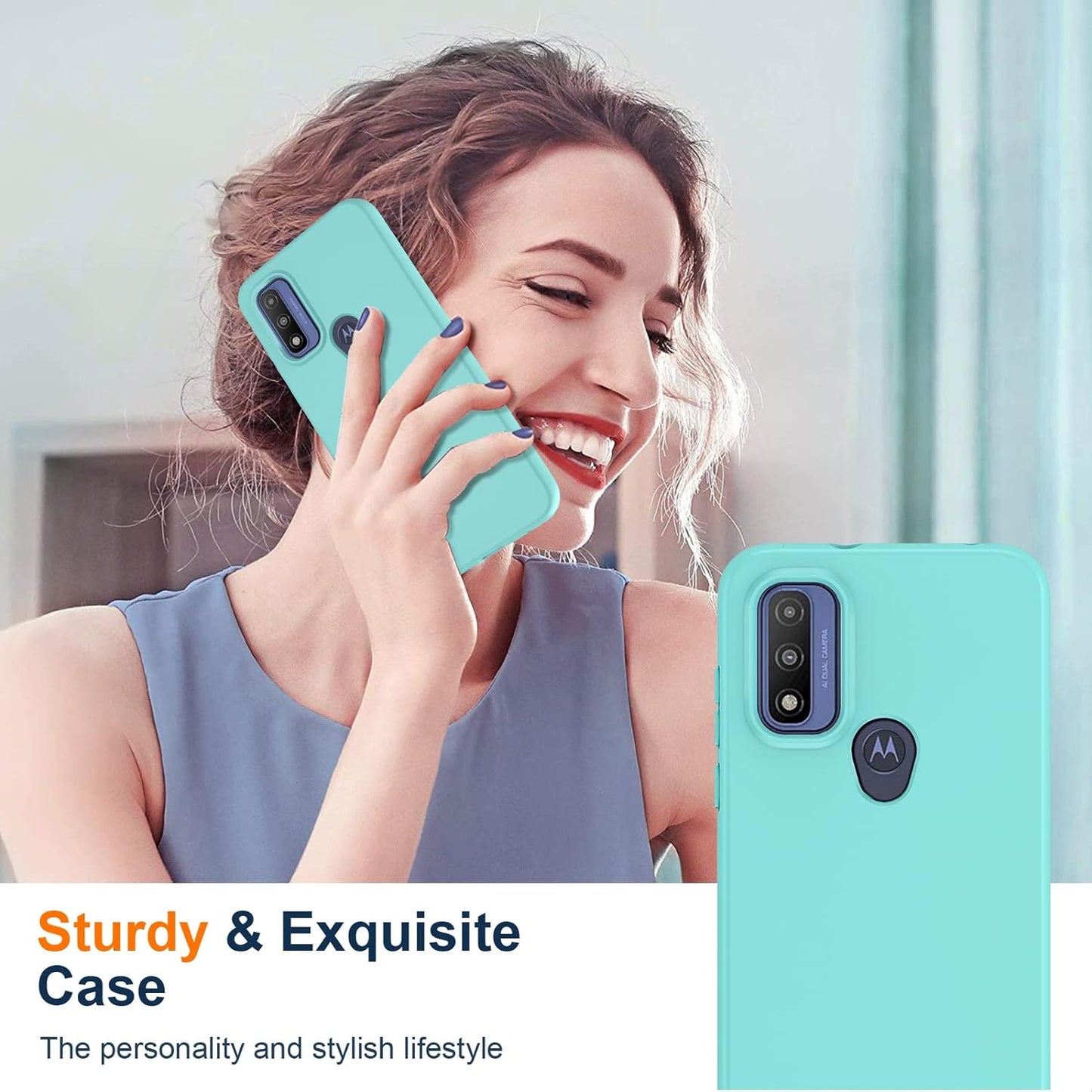 Leyi for Moto G Power 2022 Case: Moto G Pure Phone Case with [2 X Tempered Glass Screen Protector], Full-Body Shockproof Soft Liquid Silicone Protective Phone Cover Case for Motorola G Pure, Mint  LeYi   