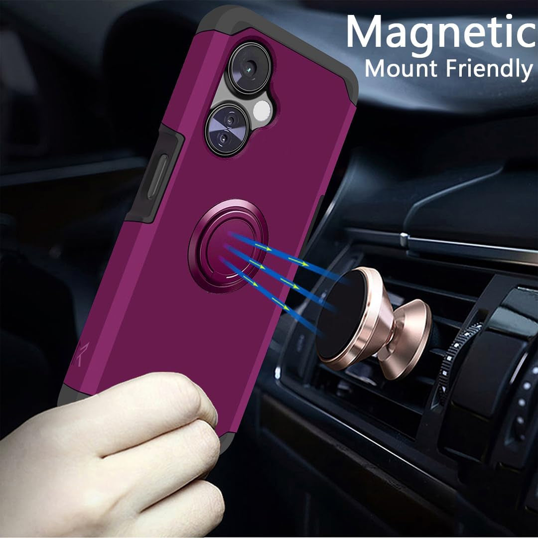 Hrwireless Compatible for Oneplus Nord N30 5G [Ring Stand] Case Cover [360 Rotation] with [HD Tempered Glass Screen Protector] Tough Hybrid [Shockproof] Original Minimalistic Design for Protection  HRWireless   