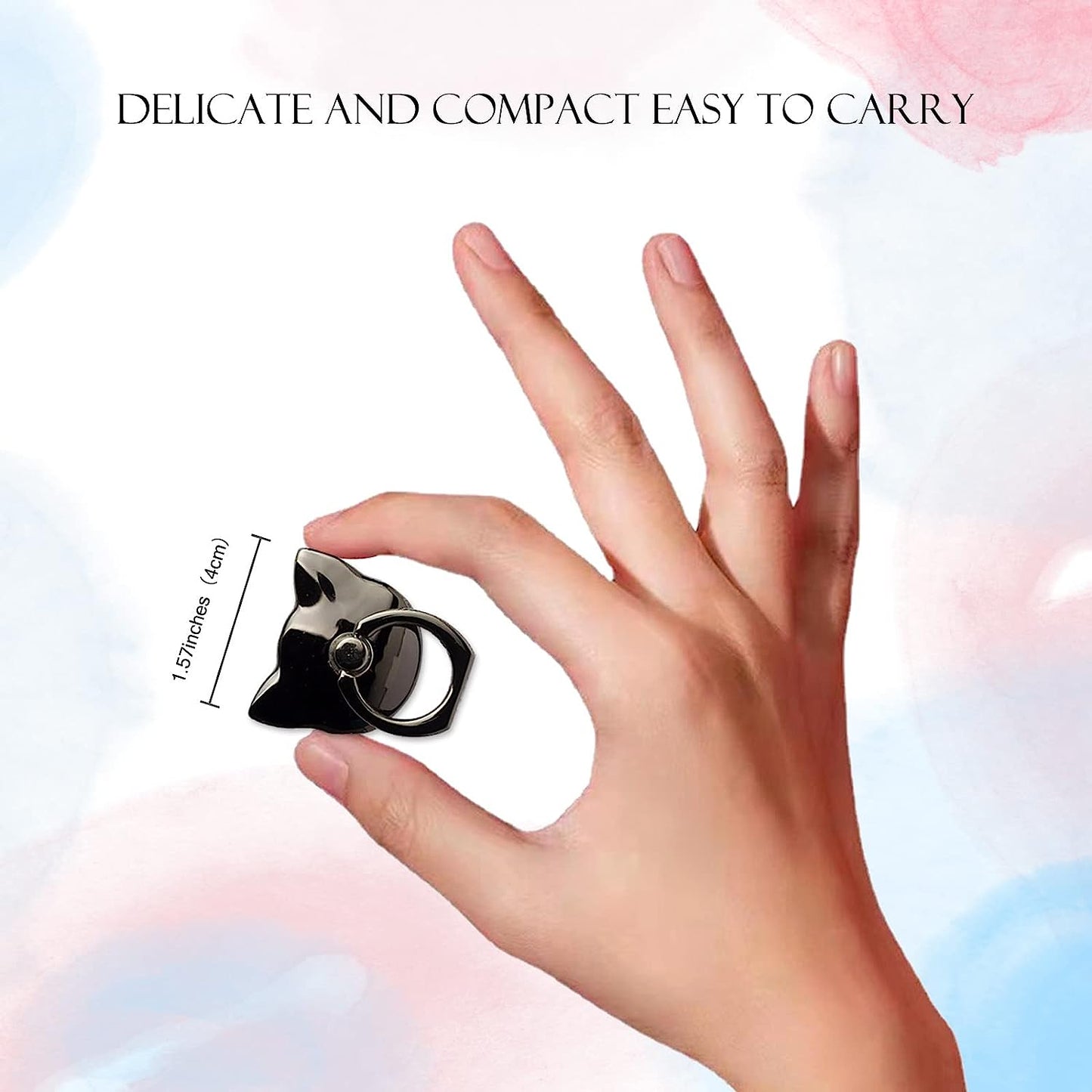 [2 Packs] Cat Glossy Cell Phone Ring Holder Stand, 360 Degree Rotation Finger Ring Kickstand with Polished Metal Phone Grip for Magnetic Car Mount, Smartphone Accessories  Wansurs   