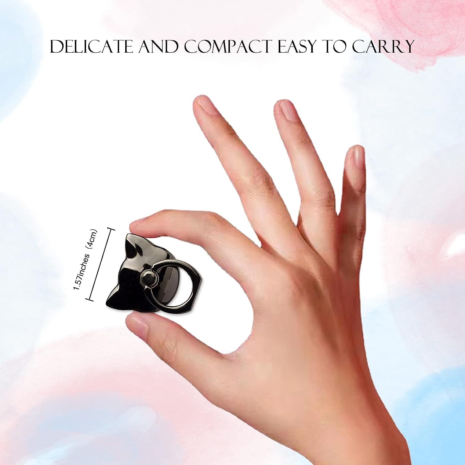 [2 Packs] Cat Glossy Cell Phone Ring Holder Stand, 360 Degree Rotation Finger Ring Kickstand with Polished Metal Phone Grip for Magnetic Car Mount, Smartphone Accessories  Wansurs   