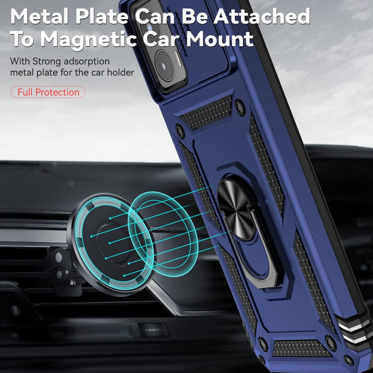 For Moto G 5G 2023 Case with Slide Camera Cover HD Screen Protector [Military Grade 16Ft. Drop Tested] Magnetic Ring Holder Kickstand Protective Phone Case for Motorola Moto G 5G 2023, Navy Blue  PUSHIMEI Co., Ltd.   