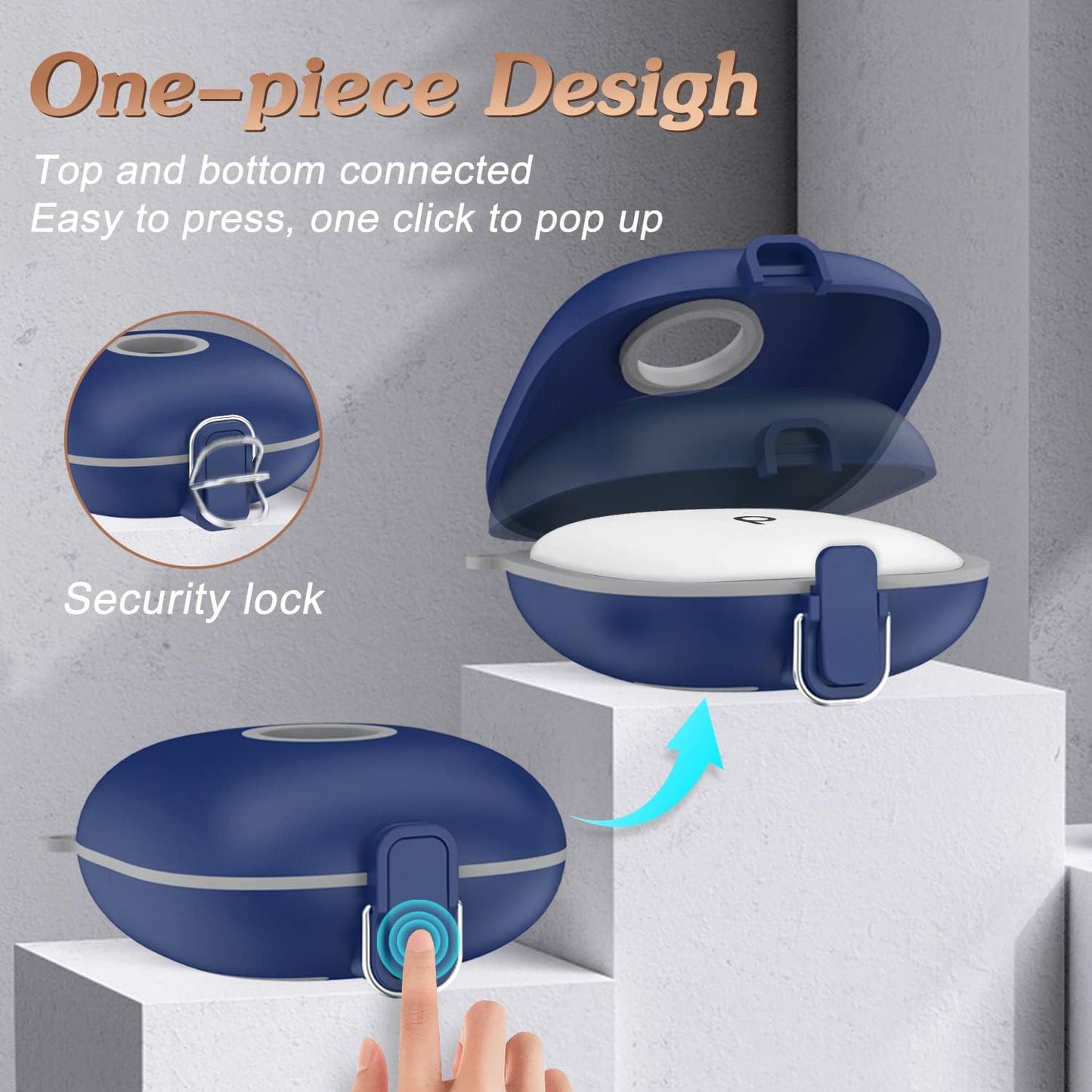 QIUDAOY for Beats Fit Pro Case with Secure Lock, Hard Shell Protective Case Cover for Beats Fit Pro Earbuds with Keychain/Lanyard Accessories, Silicone+Pc Full Skin Protector for Beats Fit Pro (Blue)  QIUDAOY   