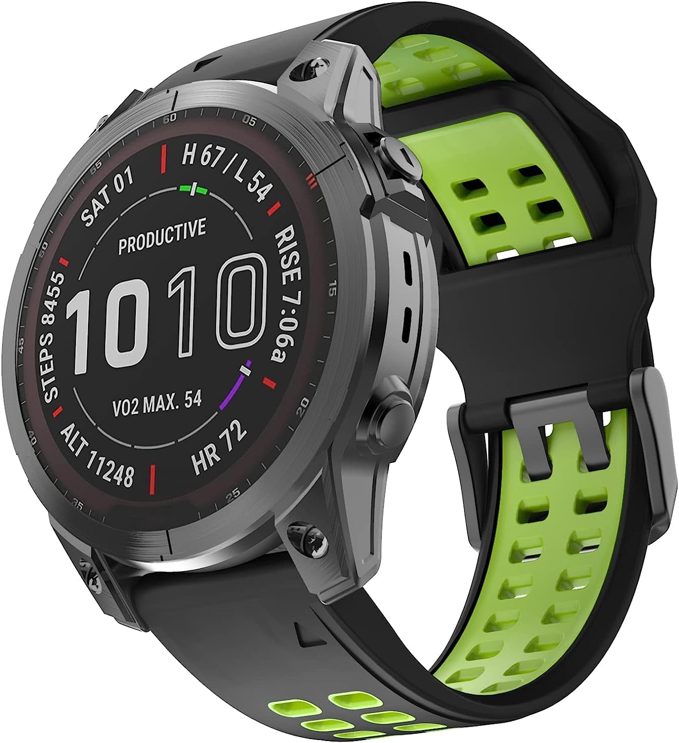 Isabake Compatible with Fenix 7 Band 22Mm Easy-Fit Silicone Watch Strap Replacement for Fenix 5/Fenix 5 Plus/Fenix 6/Fenix 6 Pro/ Forerunner 935/Forerunner 945/Approach S60/Quatix 5  Isabake Black-Green 22MM 