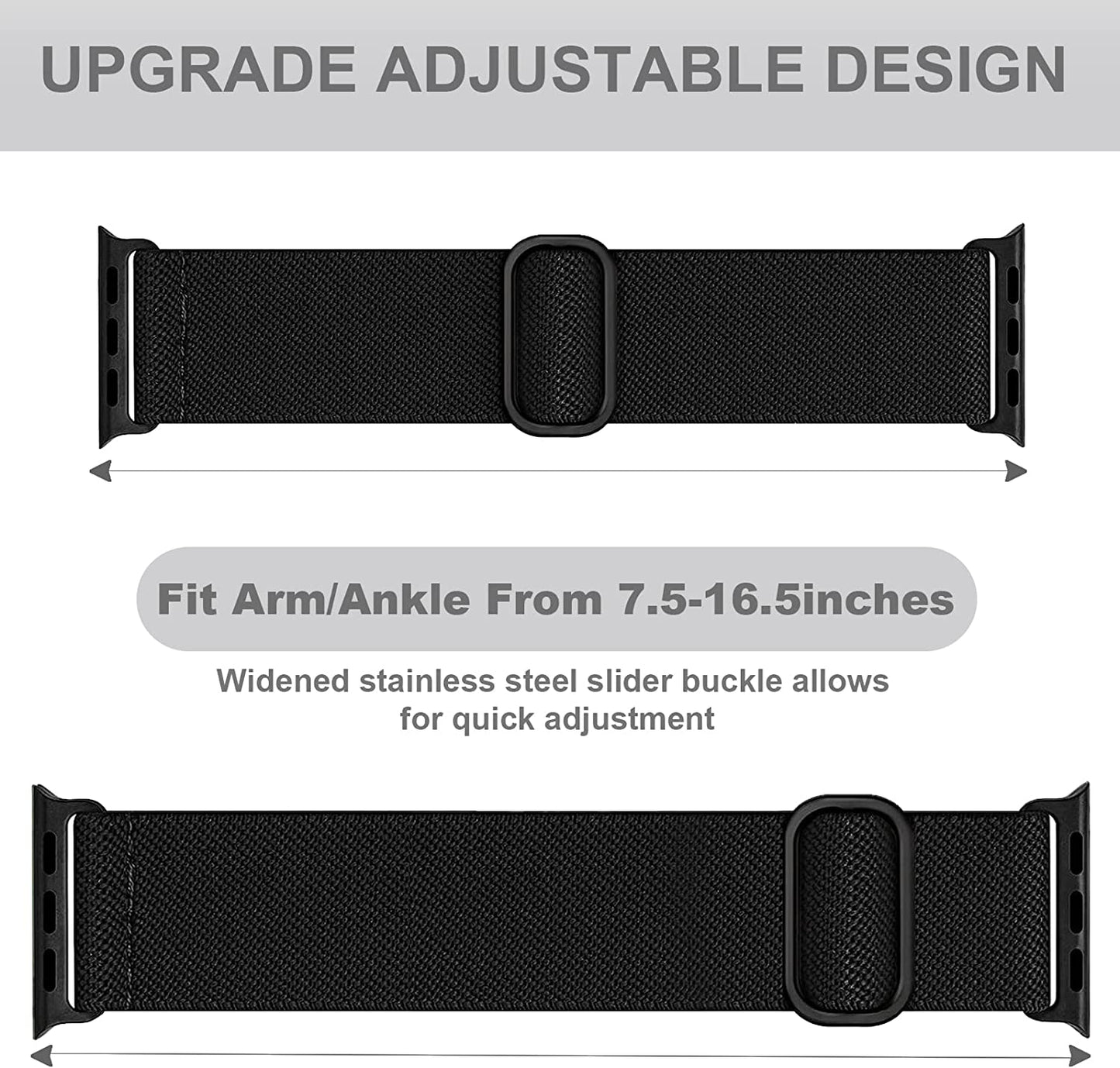 Elastic Ankle/Arm Band Compatible with Apple Watch 49Mm 45Mm 44Mm 42Mm 41Mm 40Mm 38Mm, Breathable Nylon Armband for Iwatch Ultra SE Series 8 7 6 5 4 3 2 1, Sport Loop Ankle Strap for Women Men  Keepamor   
