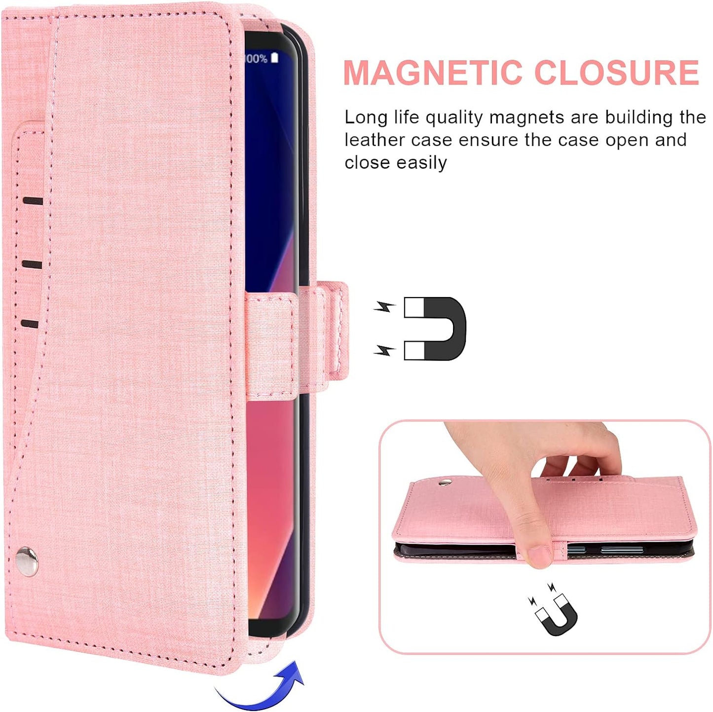 Asuwish Compatible with LG V35 Thinq V30 plus Wallet Case Tempered Glass Screen Protector and Flip Cover Card Holder Cell Phone Cases for LGV30 LGV35 LG30 LG35 V 30 35 V30+ V30S H931 Women Men Pink  NSS   