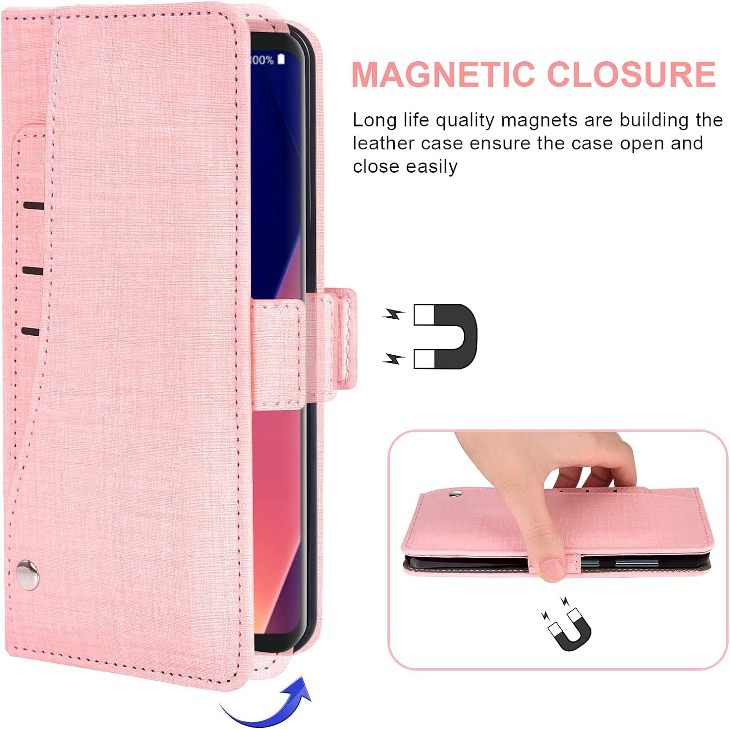 Asuwish Compatible with LG V35 Thinq V30 plus Wallet Case Tempered Glass Screen Protector and Flip Cover Card Holder Cell Phone Cases for LGV30 LGV35 LG30 LG35 V 30 35 V30+ V30S H931 Women Men Pink  NSS   