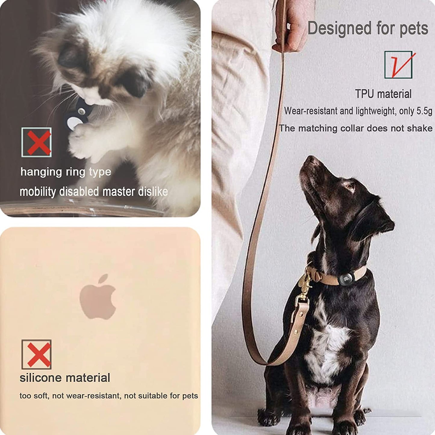 Case for Airtag Dog Collar, Flexible TPU Cover Fits Pet Cat Collars, Protective Anti-Scratch Case Compatible with Airtag 2021  DOGOWU   