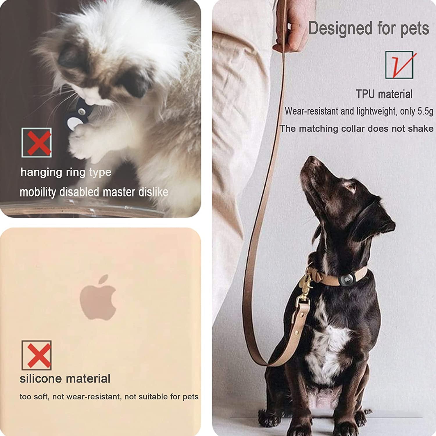 Case for Airtag Dog Collar, Flexible TPU Cover Fits Pet Cat Collars, Protective Anti-Scratch Case Compatible with Airtag 2021  DOGOWU   