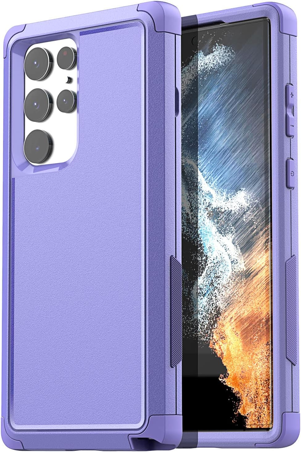 Aicase for Galaxy S22 Ultra Case,Heavy Duty 3-Layer Rugged Pocket-Friendly Phone Case,Durable Military Grade Protection Shockproof/Drop Proof/Dust-Proof Protective Cover for Samsung S22 Ultra 6.8“  AICase Light Purple Case Only  