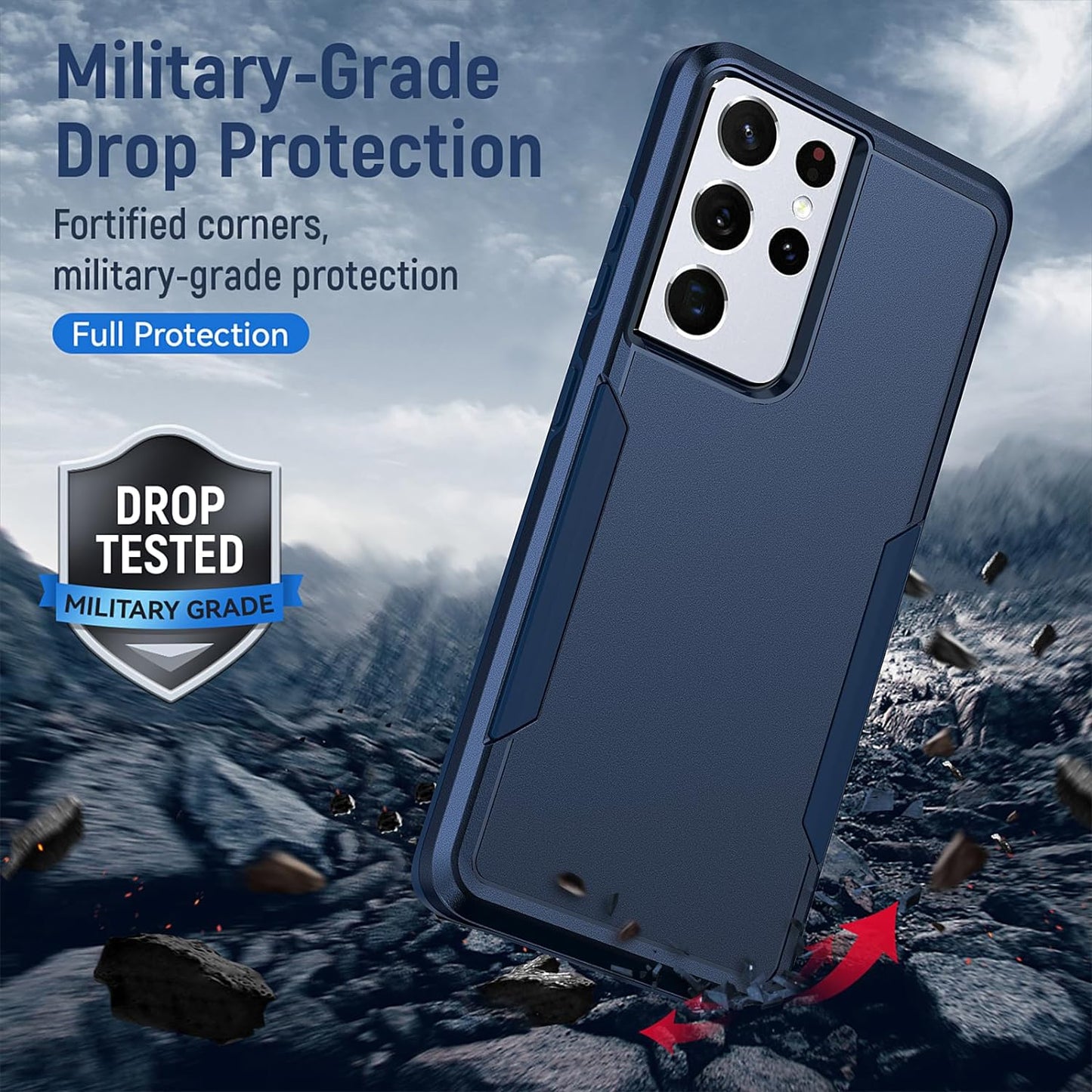 For Samsung Galaxy S21 Ultra Case, S21 Ultra Case with Screen Protector,[Military Grade Drop Tested] Heavy-Duty Tough Rugged Shockproof Protective Phone Case for Galaxy S21 Ultra 6.8 Inch (Blue)  BOYOSS   