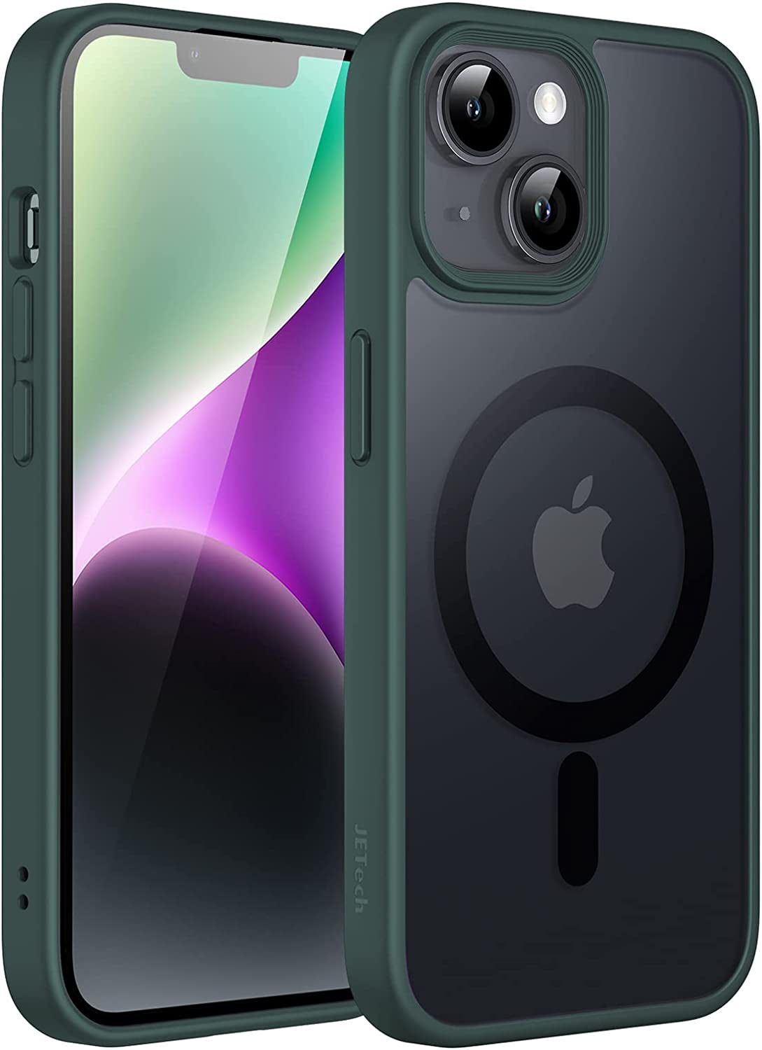 Jetech Magnetic Case for Iphone 14 6.1-Inch Compatible with Magsafe, Translucent Matte Back Slim Shockproof Phone Cover (Light Purple)  JETech Dark Green  