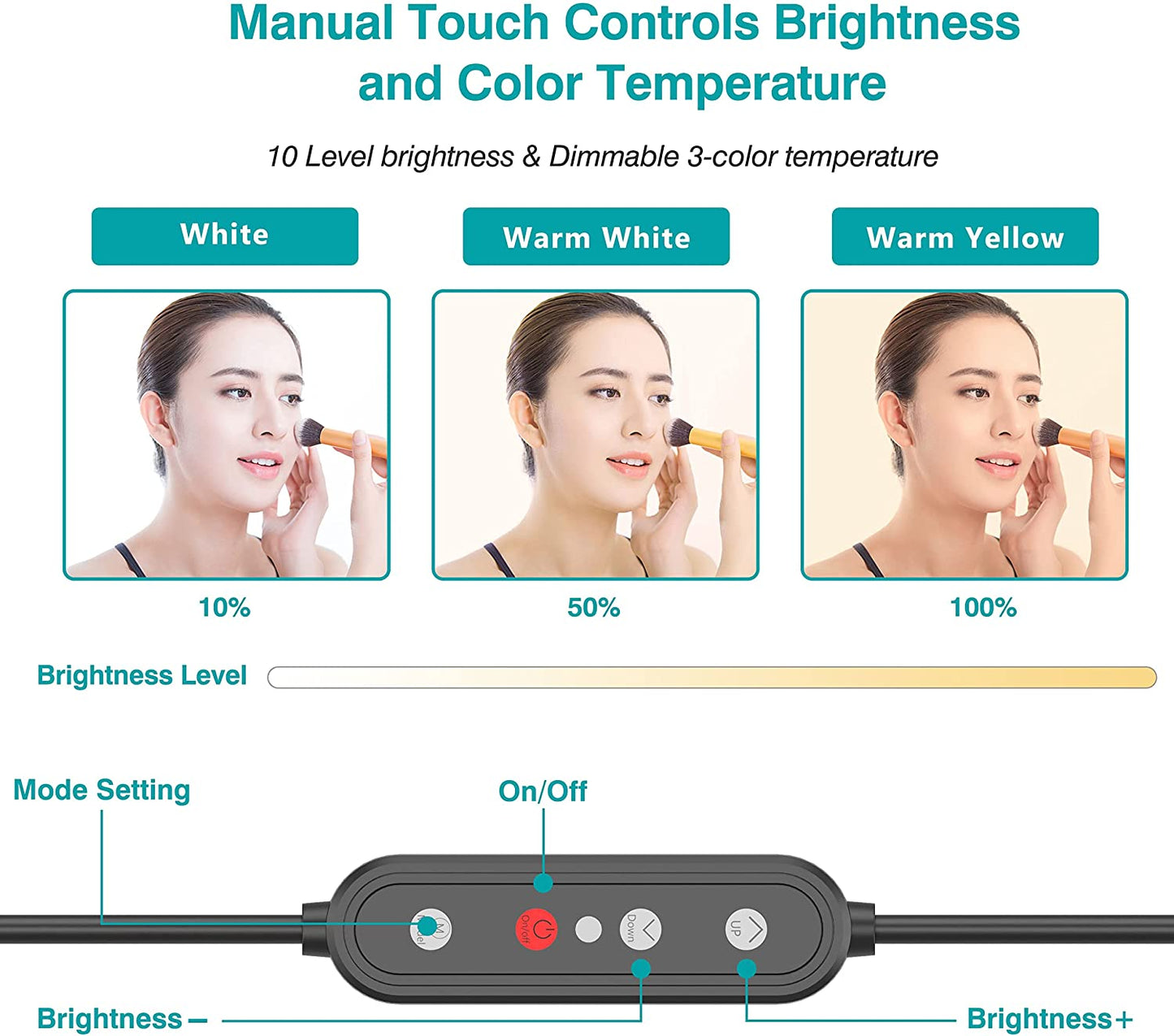 10" Ring Light with 53" Adjustable Tripod Stand & Phone Holder for Live Stream/Makeup, Upgraded Dimmable LED Selfie Ringlight for Tiktok/Youtube/Zoom Meeting/Photography,Compatible with Iphone/Android  Aptoyu   