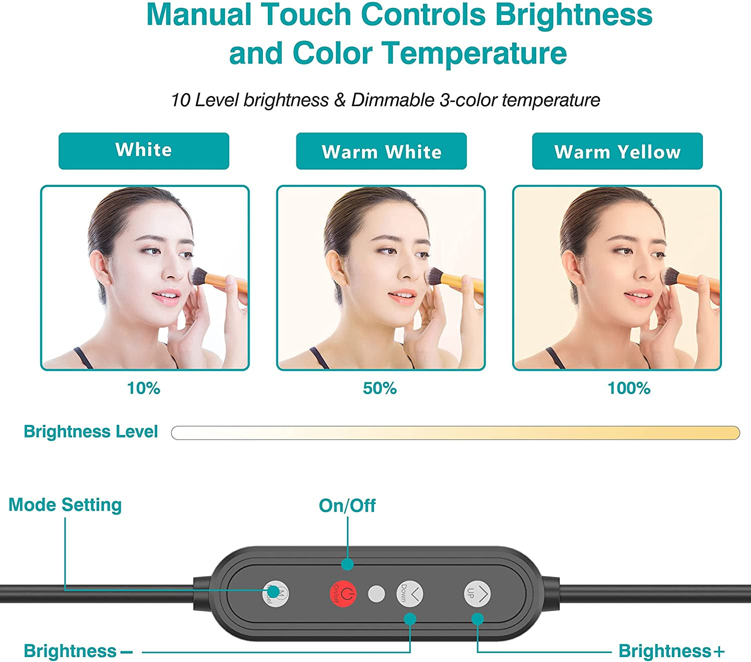 10" Ring Light with 53" Adjustable Tripod Stand & Phone Holder for Live Stream/Makeup, Upgraded Dimmable LED Selfie Ringlight for Tiktok/Youtube/Zoom Meeting/Photography,Compatible with Iphone/Android  Aptoyu   