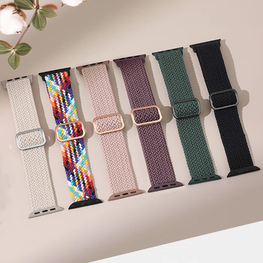 Braided for Apple Watch Band 45Mm 41Mm 40Mm 44Mm Iwatch Bands 38Mm 42Mm Men/Women,Solace Stretchy Sport Solo Loop Strap Wristband for Apple Watch Ultra 49Mm Series 8/7/6 5/4/3/2/1/SE 40 44 45 Mm  Wowstrap   