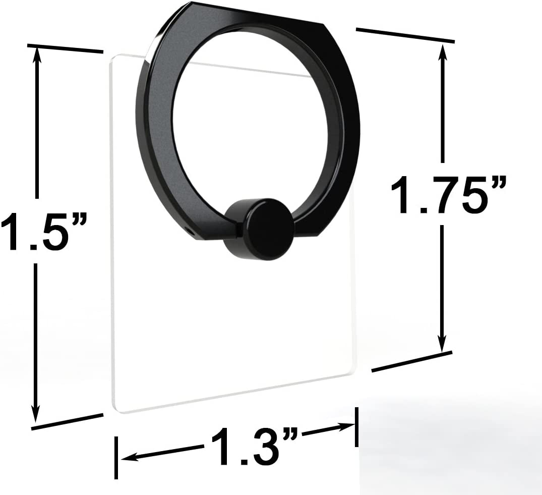 Attom Tech Transparent Phone Ring Holder Grip 360 Degree Free Rotation, Clear Cell Phone Finger Ring Kick-Stand for - for Iphone X 8 7 plus 6S 6 5S 5 SE, Galaxy S9 S8 S7 S6 Edge, Note 8 5 4 2 (Black)  Attom Tech LLC   