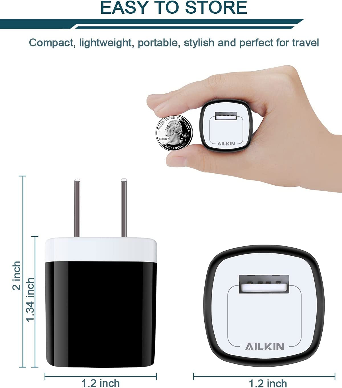 USB Wall Charger Plug, Fast Charging Block, AILKIN 5Pack 1A 1-Port Power Adapter Charging Cube Bricks Box for Iphone 14 13 12 Mini Pro Max/11/Xr/Xs/X/8/7, Ipad Pro/Air, Cell Phone USB a Plug Cargador  Shenzhen Putuo Technology Co.,Ltd   