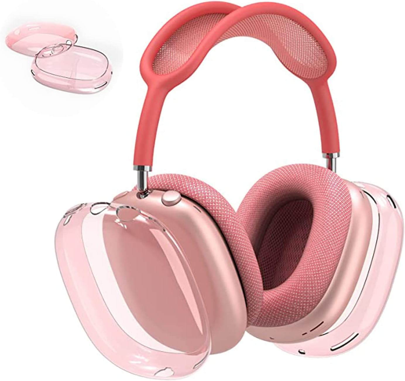 Aircawin for Airpods Max Case Clear Glitter,Soft TPU Clear Case for Airpods Max Case Cover,Shockproof Anti-Scratch Protective Case No-Yellowing Transparent Accessories for Airpod Max Headphone-Glitter  Aircawin Clear Pink  