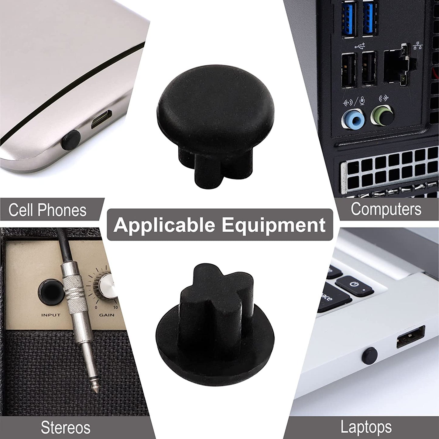 Uxcell Rubber Dust Plug, 3.5Mm Anti-Dust Headphone Jack Dust Plug Dust Cap for Mobile Phone Laptop Desktop Computer 15Pcs Black  uxcell   