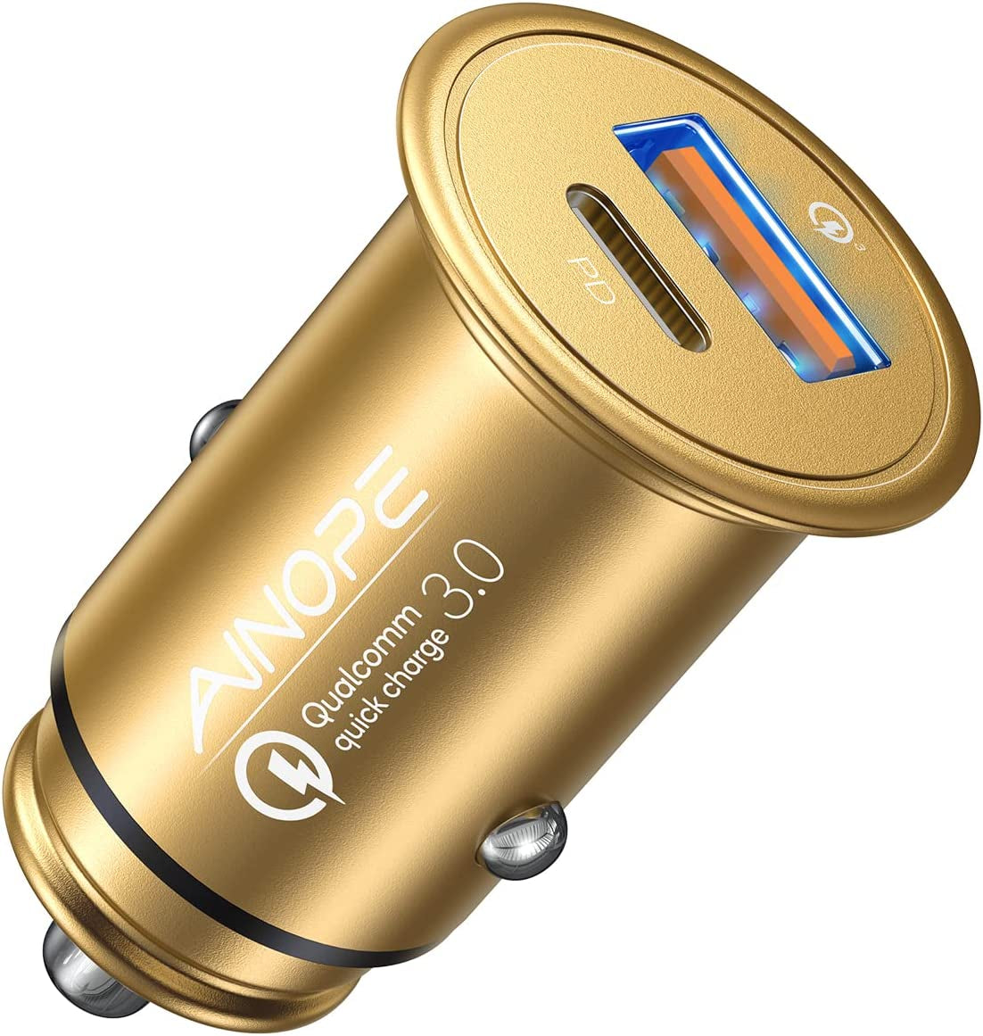 AINOPE USB C Car Charger 54W Iphone Car Charger Adapter [Mini&Metal] USB Car Charger Port PD36W&QC3.0 Cigarette Lighter Charger Fast Charging for Iphone 14 Pro Max plus 13 12 Samsung S23/22/21 Pixel  AINOPE Gold  