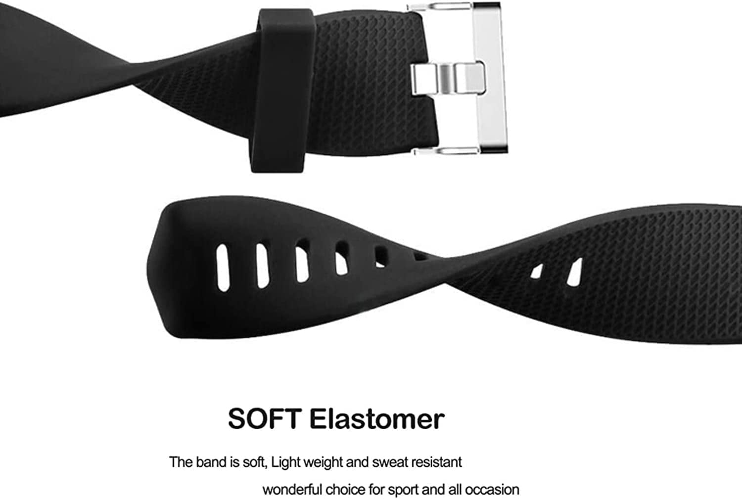 4 Pack Bands for Fitbit Charge 2,Silicone Fitness Sport Wristbands for Women Men Large(Black + Navy Blue + Dark Grey + Slate Blue)  SENGKOB   