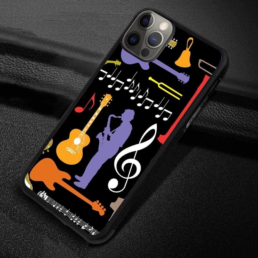 Soft Rubber Silicone TPU anti Slip Edge and Hard Bottom Shell Case Compatible with Iphone 13 Pro Max, Music Band Pattern  Notherss   