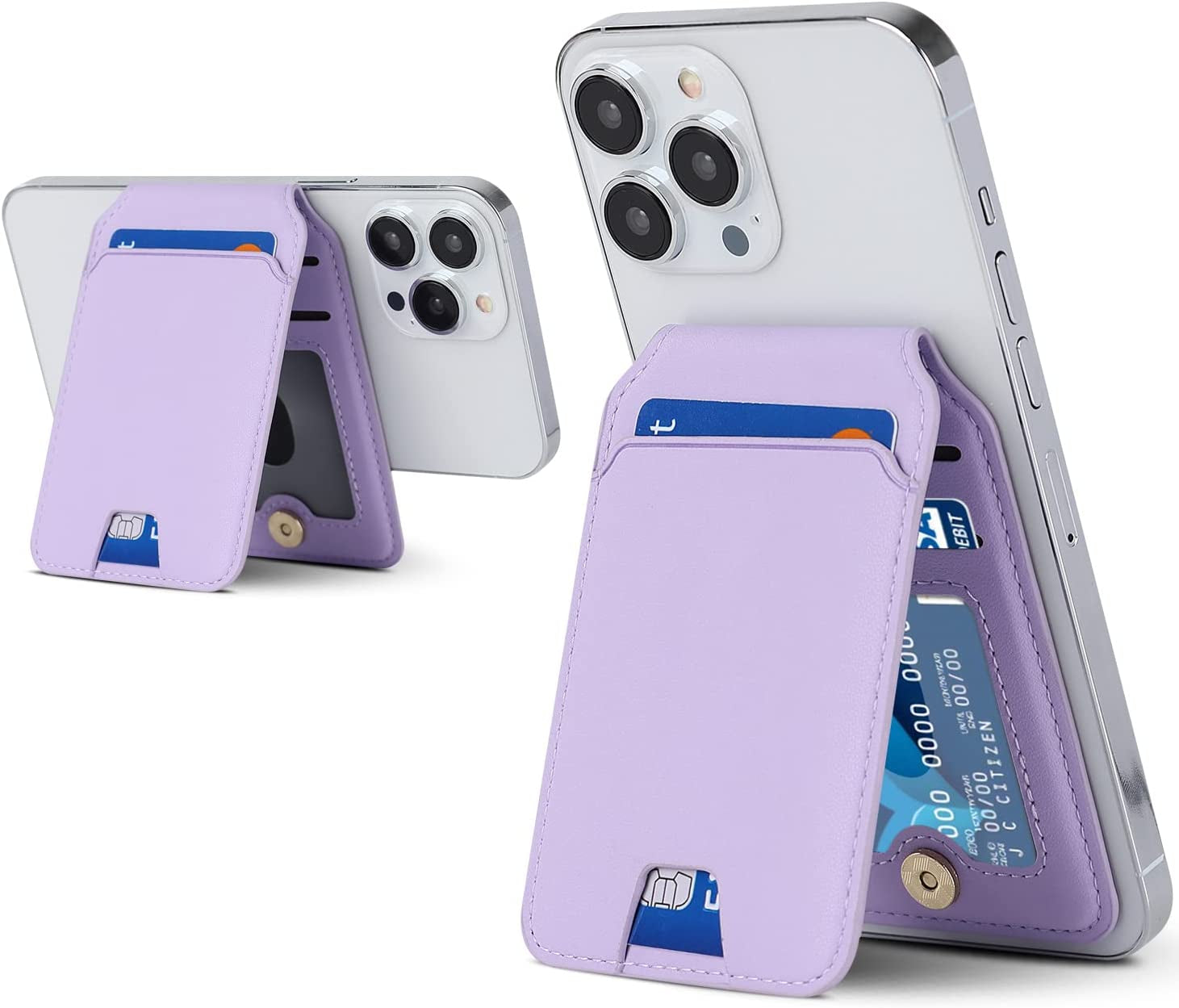 Cavor for Apple Wallet Magsafe Magnetic Phone Magsafe Wallet 14 Pro Max/14 Pro/14/14 Plus/13/12 Magsafe Card Holder,Phone Mag Safe Wallet as Credit for Iphone 14/13/12 Mini Series,Purple  Cavor   