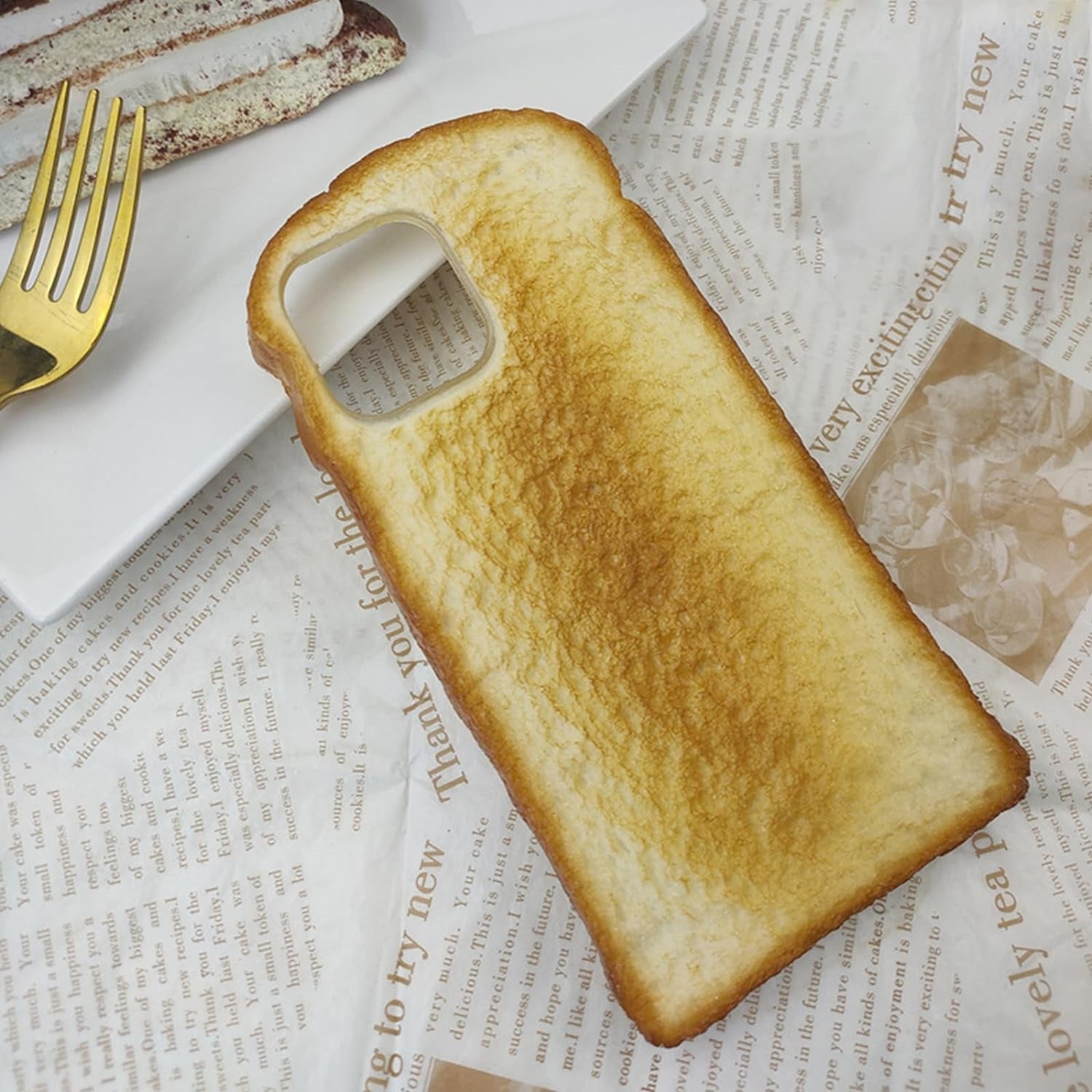 YWYUHE Cute Food Phone Case for Iphone 13, Funny Breakfast Bread Case, 3D Candy Bag Kraft Paper Toast Phone Cover with Toast Hold Stand for Women Girls  yuhe Simulation Bread2 Iphone 12 Pro Max Case 
