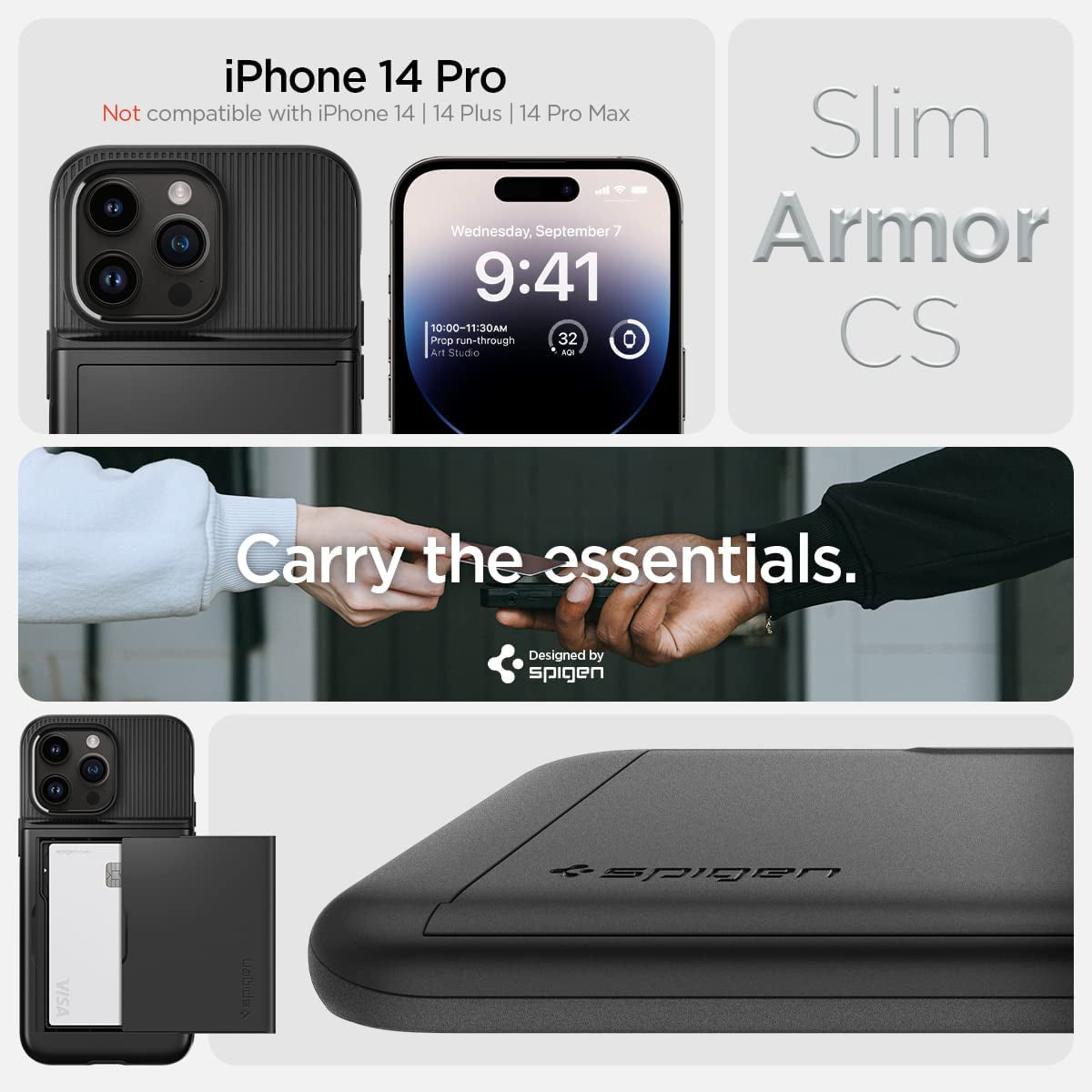 Spigen Slim Armor CS Designed for Iphone 14 Pro Case (2022) - Black  Spigen   