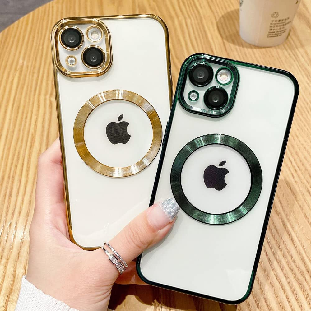 LZGHOYF Clear Case for Iphone 14 plus Built-In Camera Lens Protector Magnetic Case Compatible with Magsafe Elegant Protection Case Cover for Iphone 14 plus 6.7 Inches - Green  LZGHOYF   