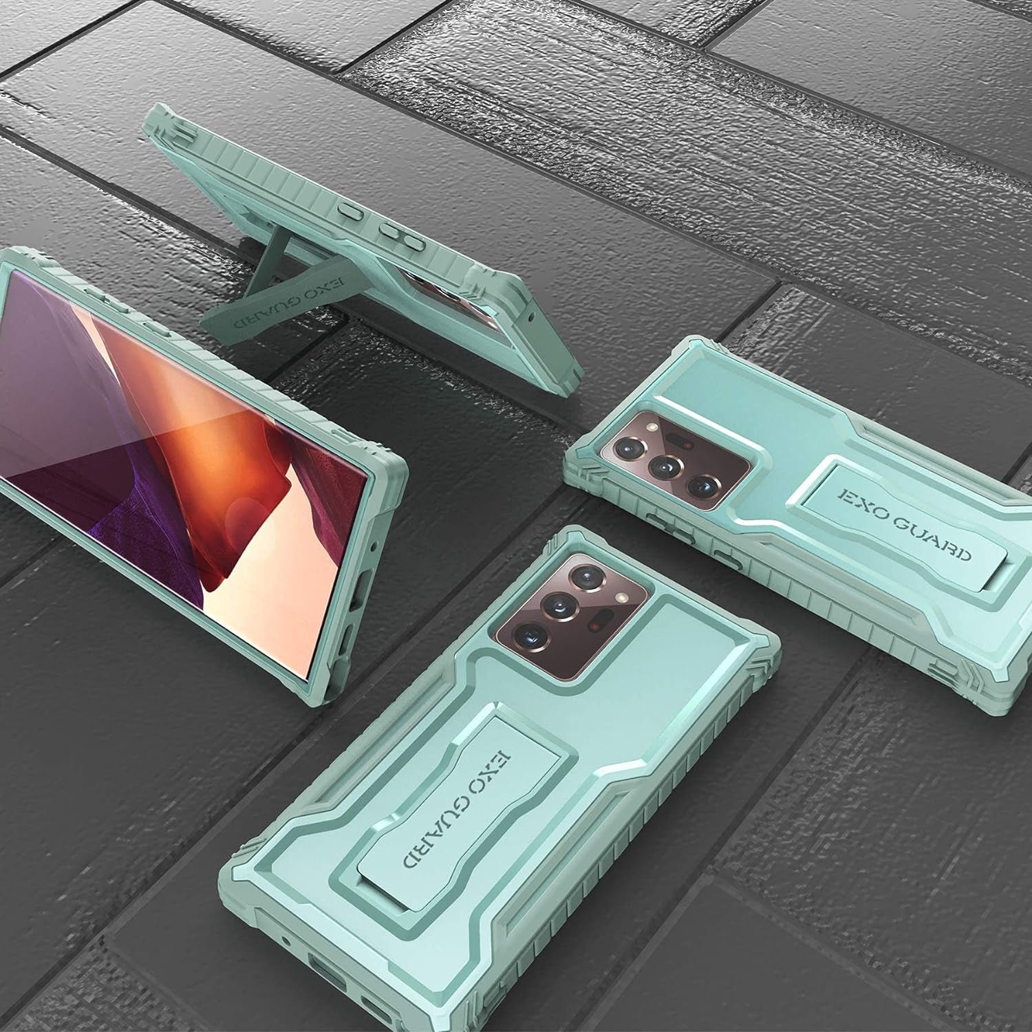 Exoguard Samsung Galaxy Note 20 Ultra 5G Case, Rubber Shockproof Cover Case for Samsung Note 20 Ultra 5G Phone 6.9 Inch, Built-In Kickstand (Green)  ExoGuard   