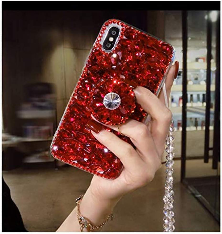 Aikukiki Case for Sony Xperia 10 V,Sony Xperia 10 V 5G Case,Diamond Kickstand Case,3D Handmade Bling Diamond Glitter Strap Rope Phone Case for Sony Xperia 10 V 5G 2023 (Red)  Aikukiki   