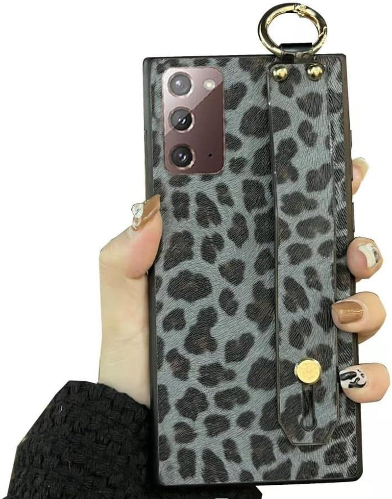 For Galaxy Note 20, Leopard Print Pattern Luxury Design with Hand Strap Kickstand Stylish Leather Back Soft Slim Phone Cover Protective Trunk Case for Samsung Galaxy Note20 5G 2020 6.7-Inch  AYABUCO   