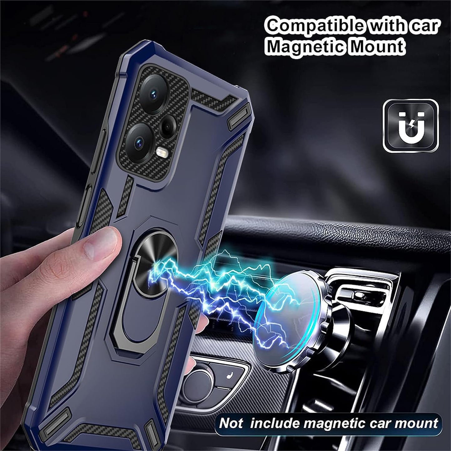 Ysnzaq Case for Xiaomi Redmi Note 12 Pro/Poco X5 Pro, Military Grade Rugged Shockproof Protective Phone Cover with Ring Magnetic Kickstand for Xiaomi Redmi Note 12 Pro/Poco X5 Pro LB Red  Ysnzaq   