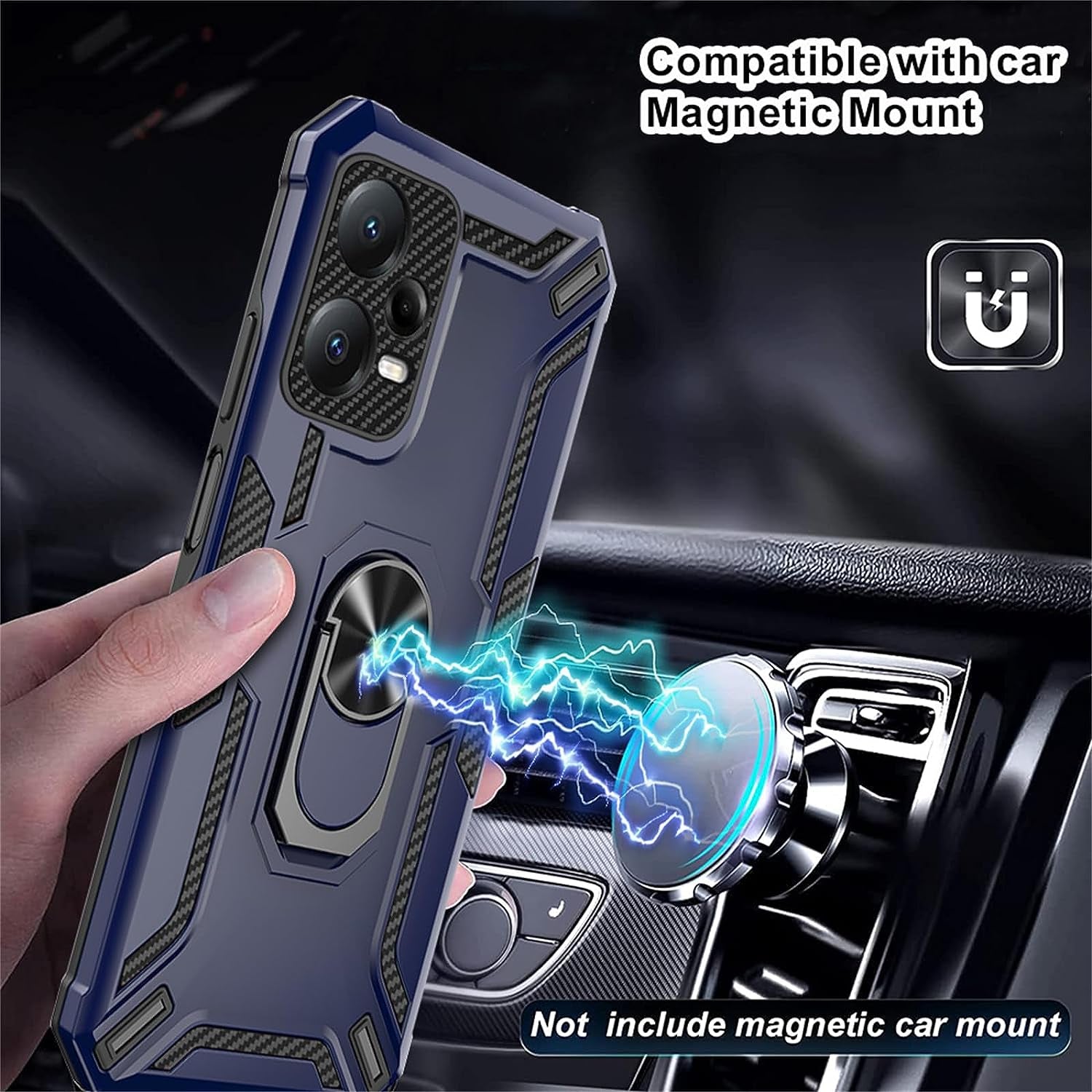 Ysnzaq Case for Xiaomi Redmi Note 12 Pro/Poco X5 Pro, Military Grade Rugged Shockproof Protective Phone Cover with Ring Magnetic Kickstand for Xiaomi Redmi Note 12 Pro/Poco X5 Pro LB Red  Ysnzaq   