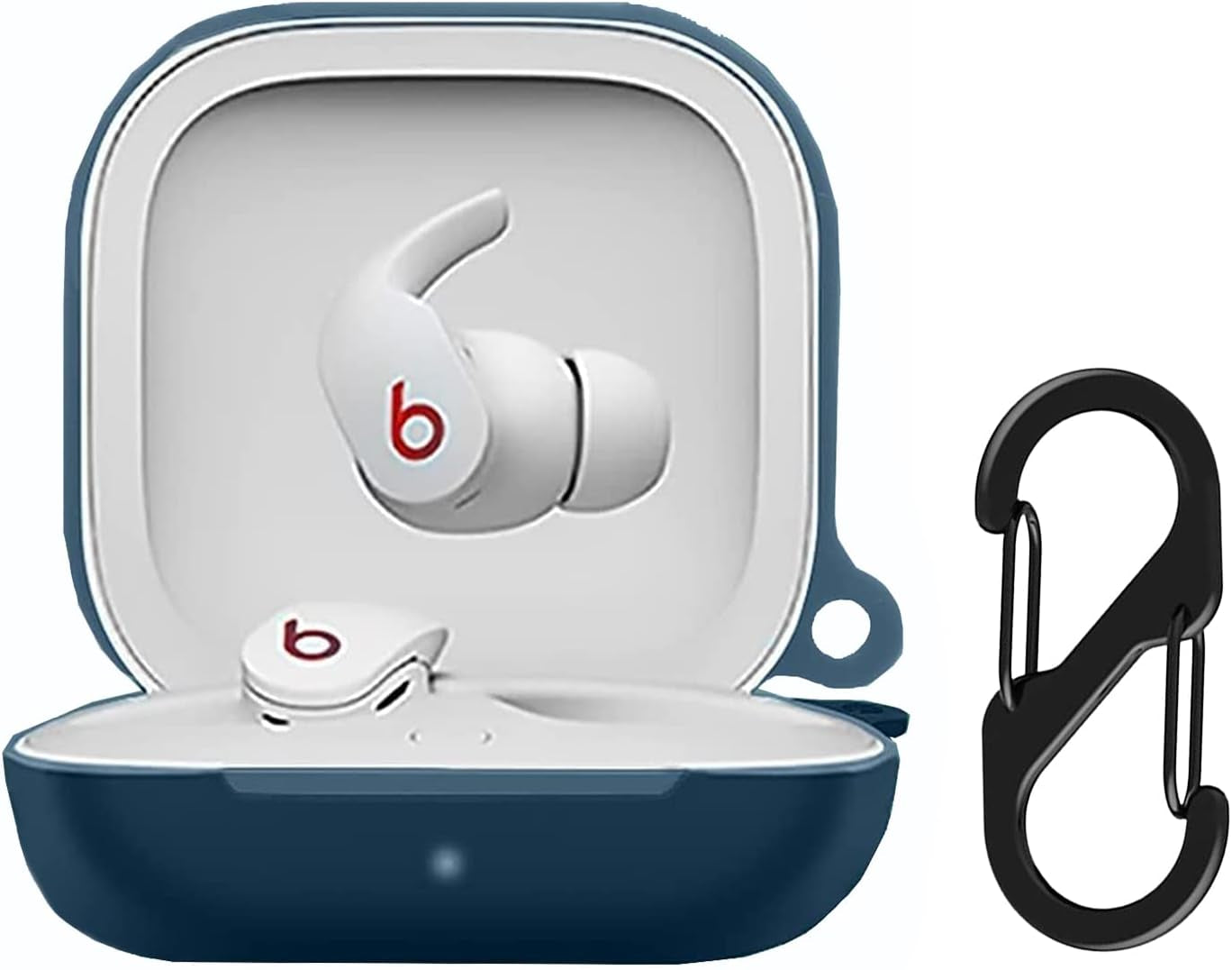 Beats Fit Pro Case Cover, VAEKNVG Soft Silicone Case for Apple Beats Fit Pro 2021 Shockproof Protective Earbuds Case with Carabiner Accessories(Black)  VAEKNVG Blue  