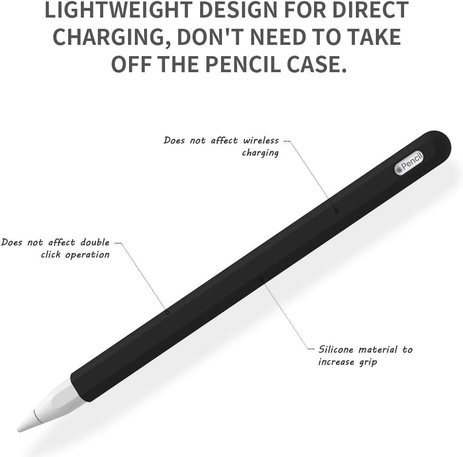 FRTMA Compatible Apple Pencil (2Nd Generation) Silicone Case Sleeve Holder Grip + Nib Cover (2 Pieces) Accessories Kit Compatible Ipad Pro 12.9” (3Rd Generation) & Ipad Pro 11”, Black  FRTMA   
