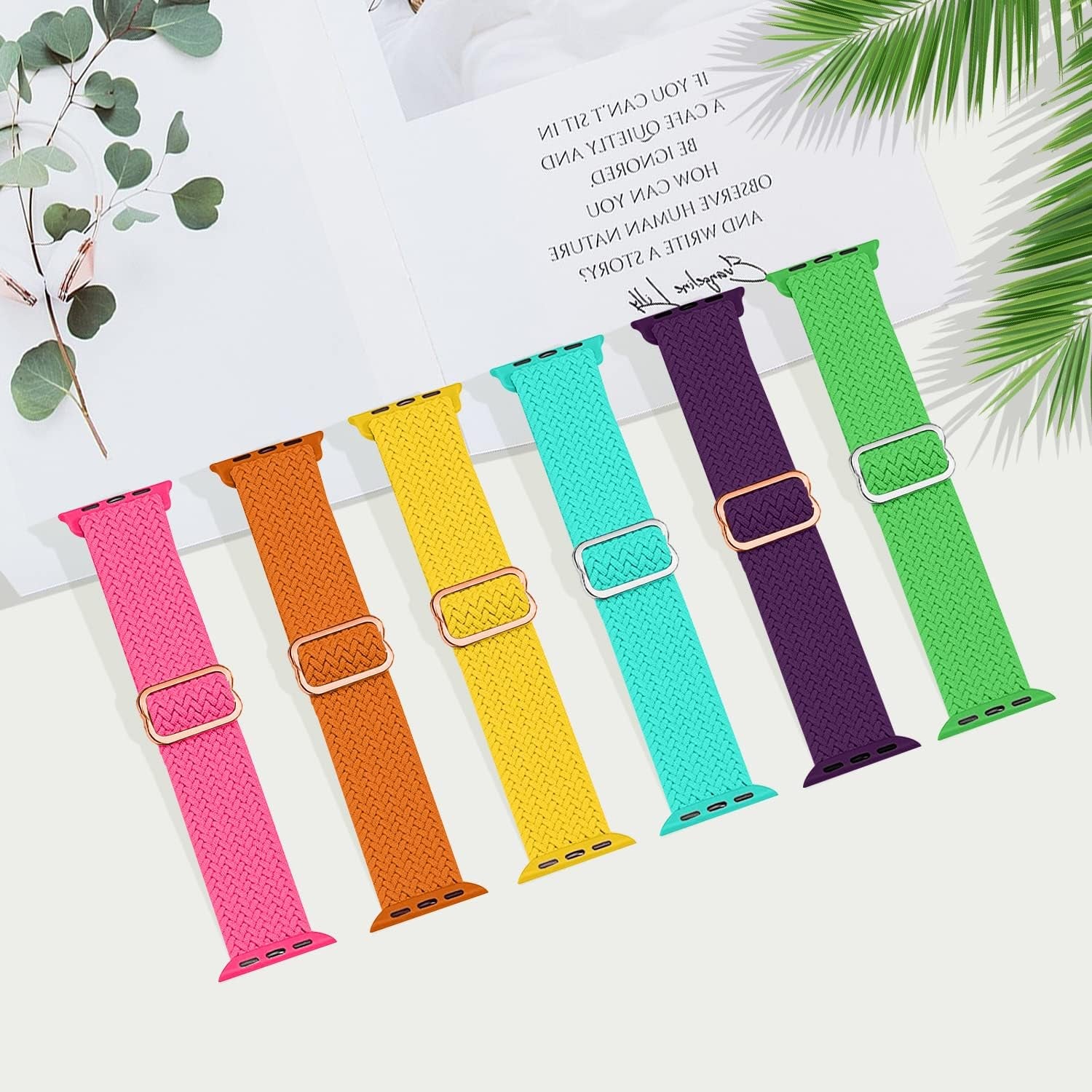 Brigtlaiff Braided Solo Loop Compatible with Apple Watch Band 38Mm 40Mm 41Mm 42Mm 44Mm 45Mm 49Mm Women Men, Adjustable Stretchy Nylon Wristband Strap for Iwatch Series 8 7 6 5 4 3 2 1 SE Ultra, 6Pack  Brigtlaiff   