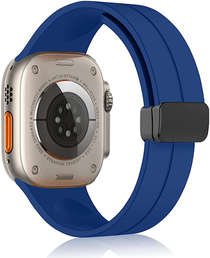 KONAFEI Compatible with Apple Watch Band 49Mm 45Mm 44Mm 42Mm 41Mm 40Mm 38Mm Iwatch Ultra Series 8/7/SE/6/5/4/3/2/1, Soft Silicone Magnetic Buckle Sport Replacement Straps for Women Men  KONAFEI Royal Blue 41/40/38mm 
