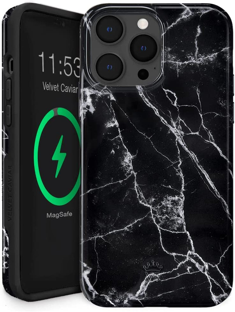 Velvet Caviar Designed for Iphone 14 Case Floral [10Ft Drop Tested] Compatible with Magsafe - Protective Microfiber Lining (Purple, Rose Gold)  Velvet Caviar Black Marble iPhone 14 Pro 