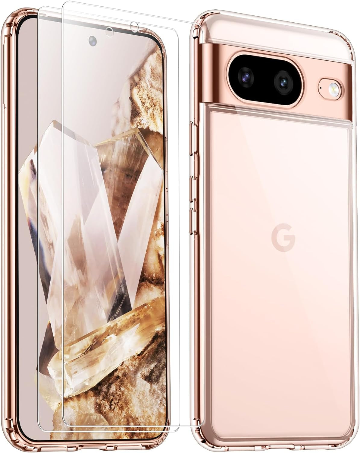 Justcool for Google Pixel 8 Case, with [2 Pcs Screen Protectors] [10FT Drop Protection] Dual Layer Full Body Heavy Duty Protective Case for Google Pixel 8 6.2 Inch,Dark Green  Justcool Clear Pixel 8 6.2'' 