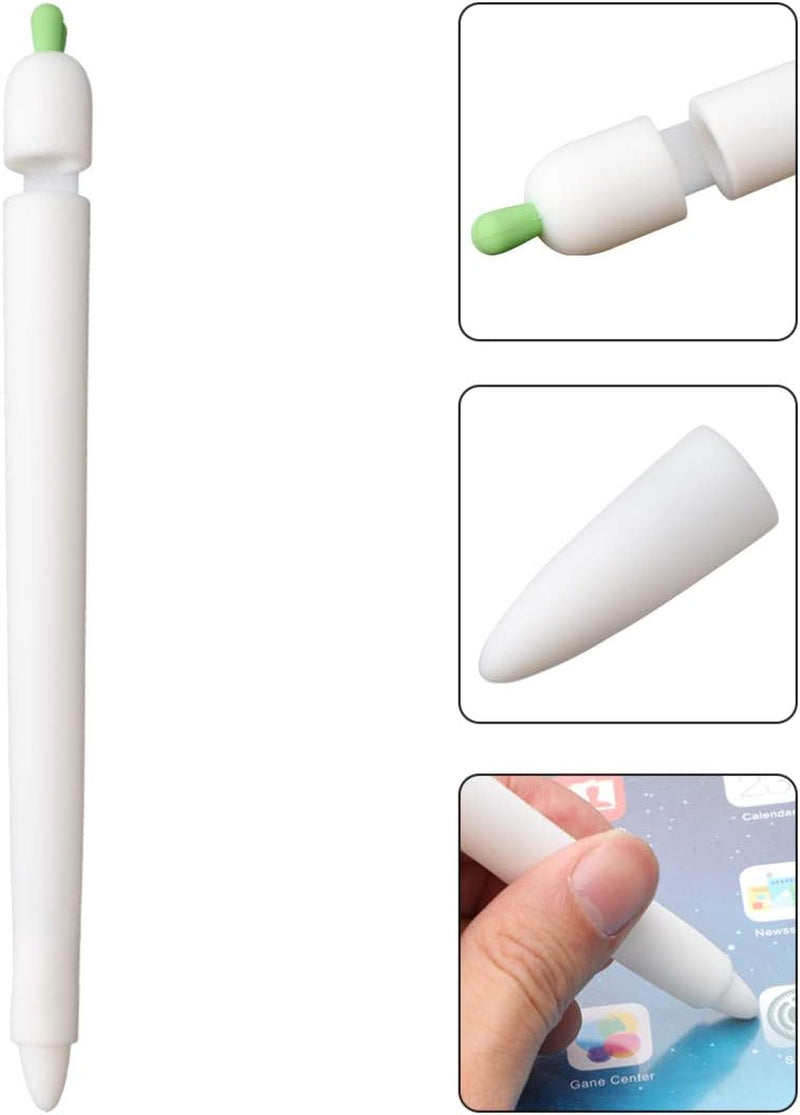 Hemobllo Case Compatible with Apple Pencil 1St Generation, Silicone Stylus Sleeve Carrot Shaped Stylus Cover Shockproof Pen Cover Grip Holder Pencil Sleeve, White  Hemobllo   