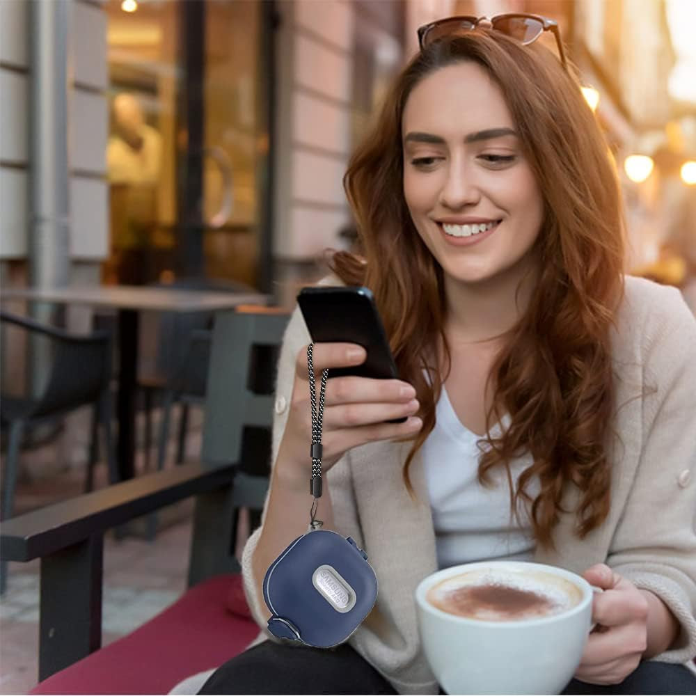 [Upgrade Secure Lock] Case for Samsung Galaxy Buds 2 Pro/Galaxy Buds 2/Galaxy Buds Pro/Galaxy Buds Live, Shock-Absorbing Protective Armor Cover TPU Hard Shell with Carabiner & Lanyard(Blue)  VAEKNVG   